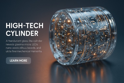 Hyperrealistic High-Tech Cylinder with Glowing Micro-LEDs