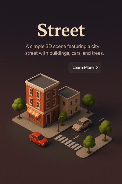 3D Street Scene with Buildings and Cars in Realistic Style