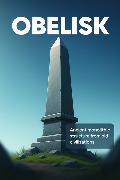 Dynamic 3D Illustration of an Obelisk Against a Gradient Sky