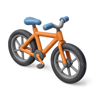 Stylish 3D Bicycle Icon with Volumetric Design