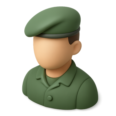 3D Green Beret Icon with Isometric Design