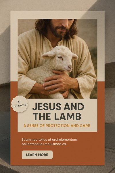 Jesus Christ Holding a Lamb - Conceptual Image of Care