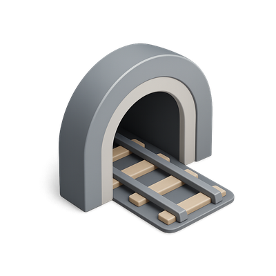 3D Isometric Channel Tunnel Icon Design