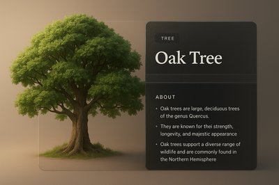 Elegant 3D Illustration of an Oak Tree with Text Overlay