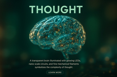 Futuristic Composition of a Transparent Brain with LEDs and Circuits