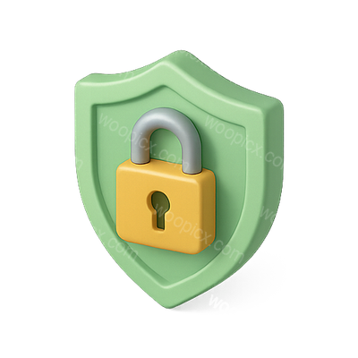 3D Shield Icon with Lock for Security Themes