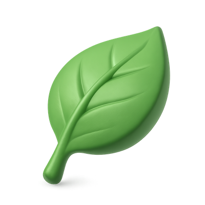 Stylish 3D Leaf Icon with Isometric Design