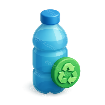 3D Icon of a Water Bottle with Recycling Symbol