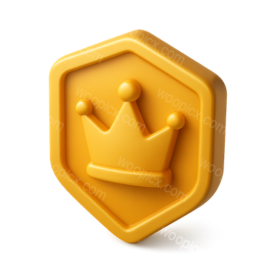 Stylish 3D VIP Crown Badge Icon in Yellow