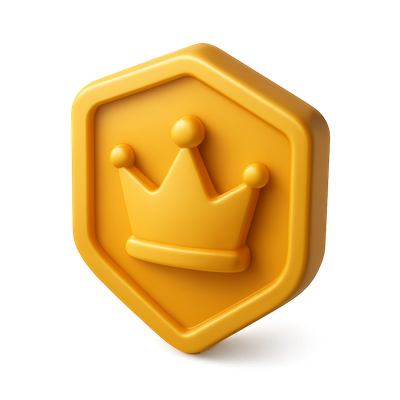 Stylish 3D VIP Crown Badge Icon in Yellow