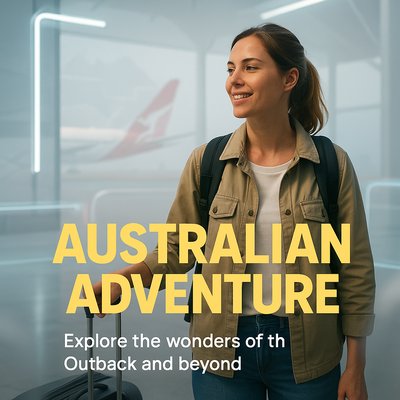 Travel Promotional Image Featuring Australian Adventure Theme