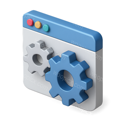 3D Gear Interface Icon with Isometric View
