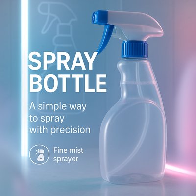 Modern Spray Bottle Product Display with Soft Lighting