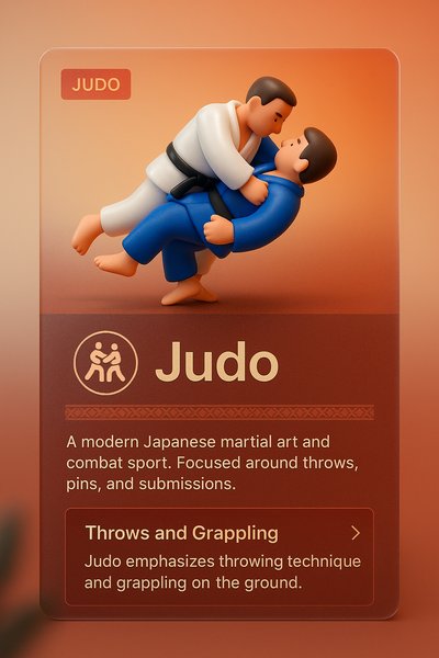 Judo Block Design Featuring 3D Illustration and Text Elements