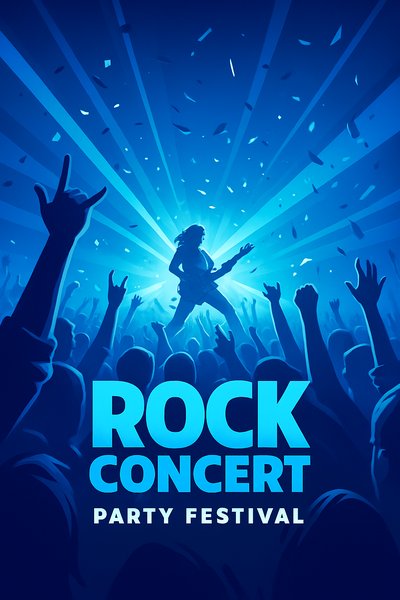 Dynamic Rock Concert Festival Illustration with Crowd and Lights