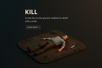 Realistic 3D Scene of a Crime Scene with Victim and Knife