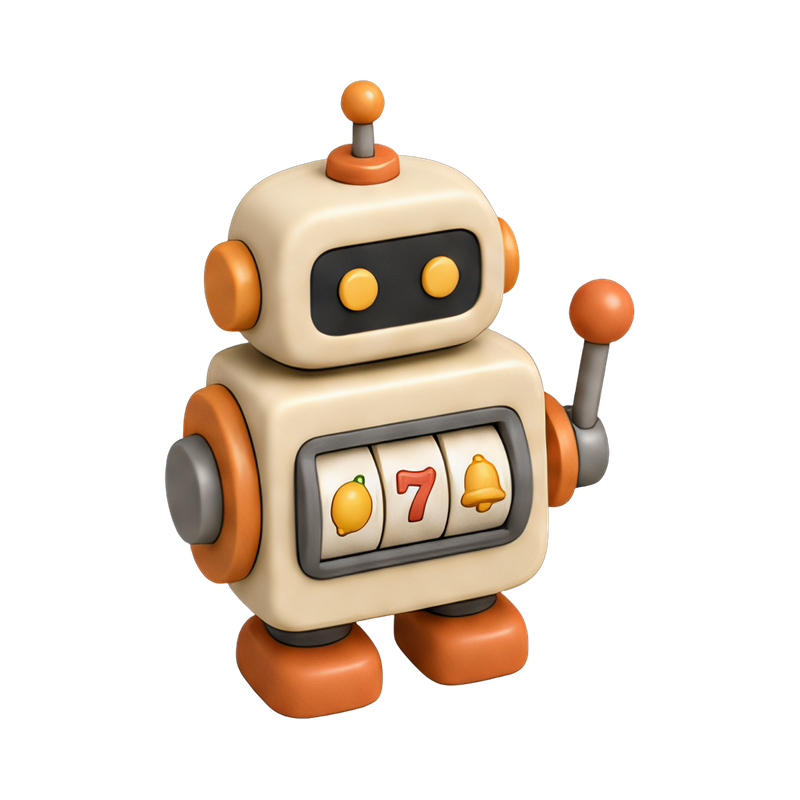 vintage robot with slot machine arm