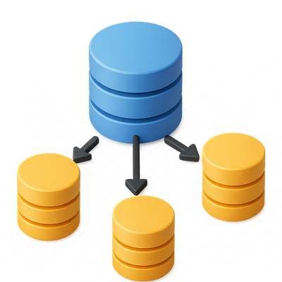Stylized 3D Storage Icon Representing Distributed Data Management