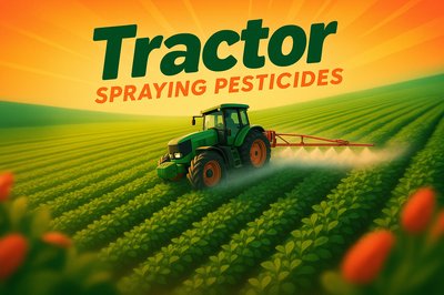 Aerial View of Tractor Spraying Pesticides on Soybean Fields