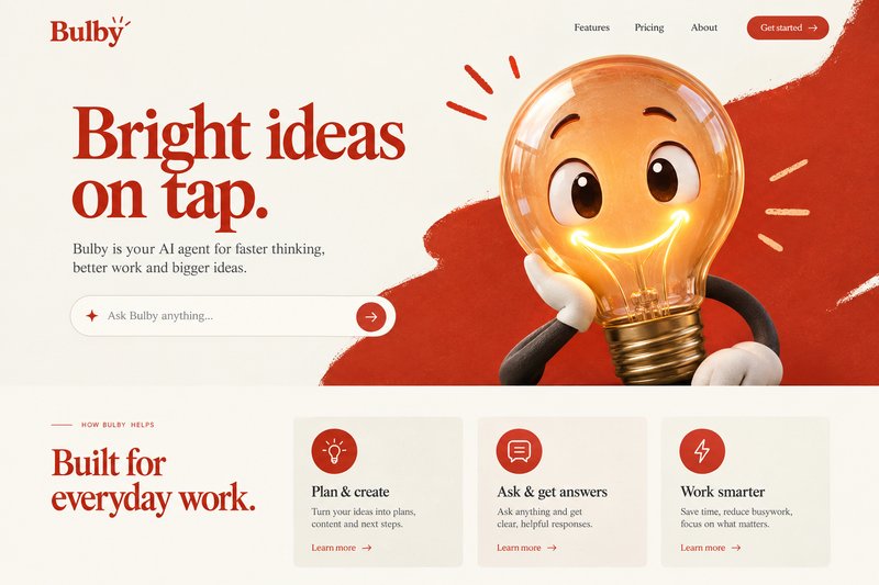 Engaging AI agent landing page
