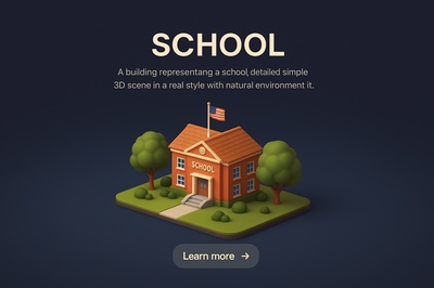 Realistic 3D School Scene with Natural Elements
