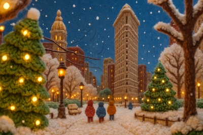 Winter Scene in New York's Madison Square Park