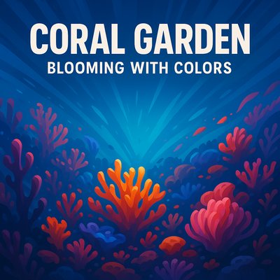 Vibrant Coral Garden Illustration with Colorful Marine Life