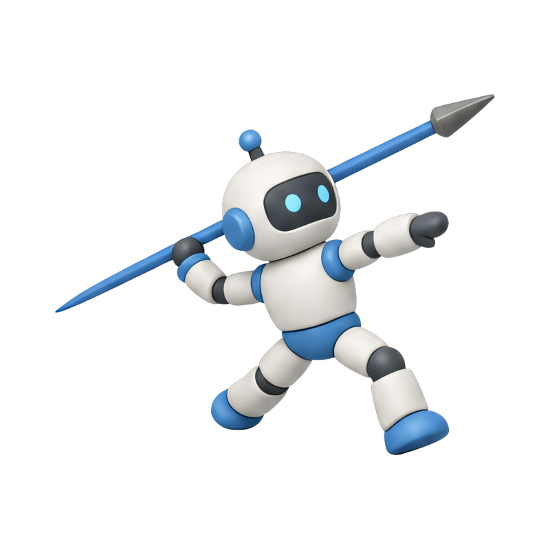 futuristic robot javelin thrower