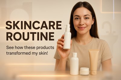 Engaging Skincare Routine Promotional Image Featuring Products