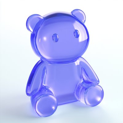 Translucent Purple Bear Figurine in Modern Style