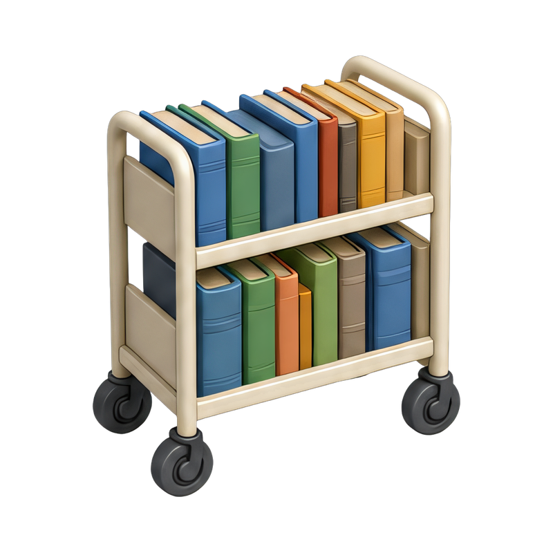 mobile book cart with supplies