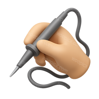 3D Oscilloscope Probe Icon with Hand Illustration