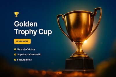 Dynamic Golden Trophy Cup Against Bright Background
