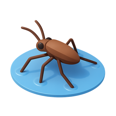 Stylized Brown Ant on Blue Surface