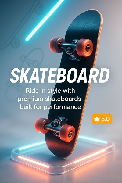 Dynamic Skateboard Promotional Image with Modern Design