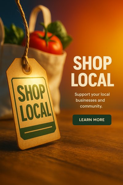 Promotional image encouraging local shopping and community support