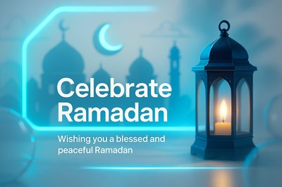 Elegant Ramadan Greeting Card with Lantern and Soft Glow