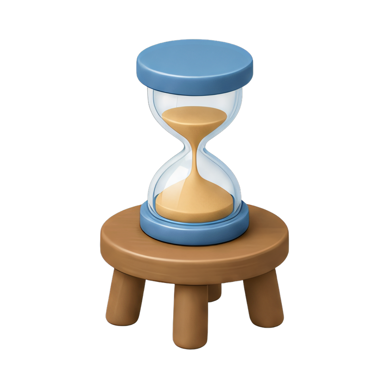 hourglass on wooden table