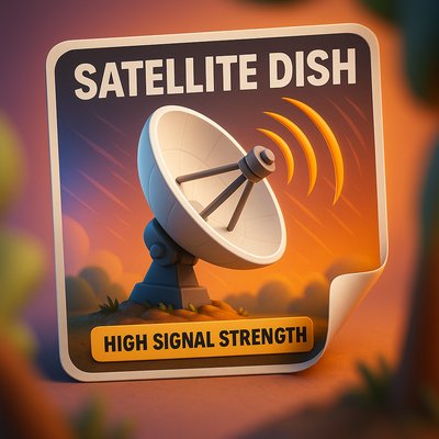 3D Illustration of a Satellite Dish with Signal Waves