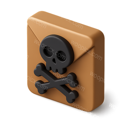 3D Blackmail Icon Featuring Skull and Crossbones Design