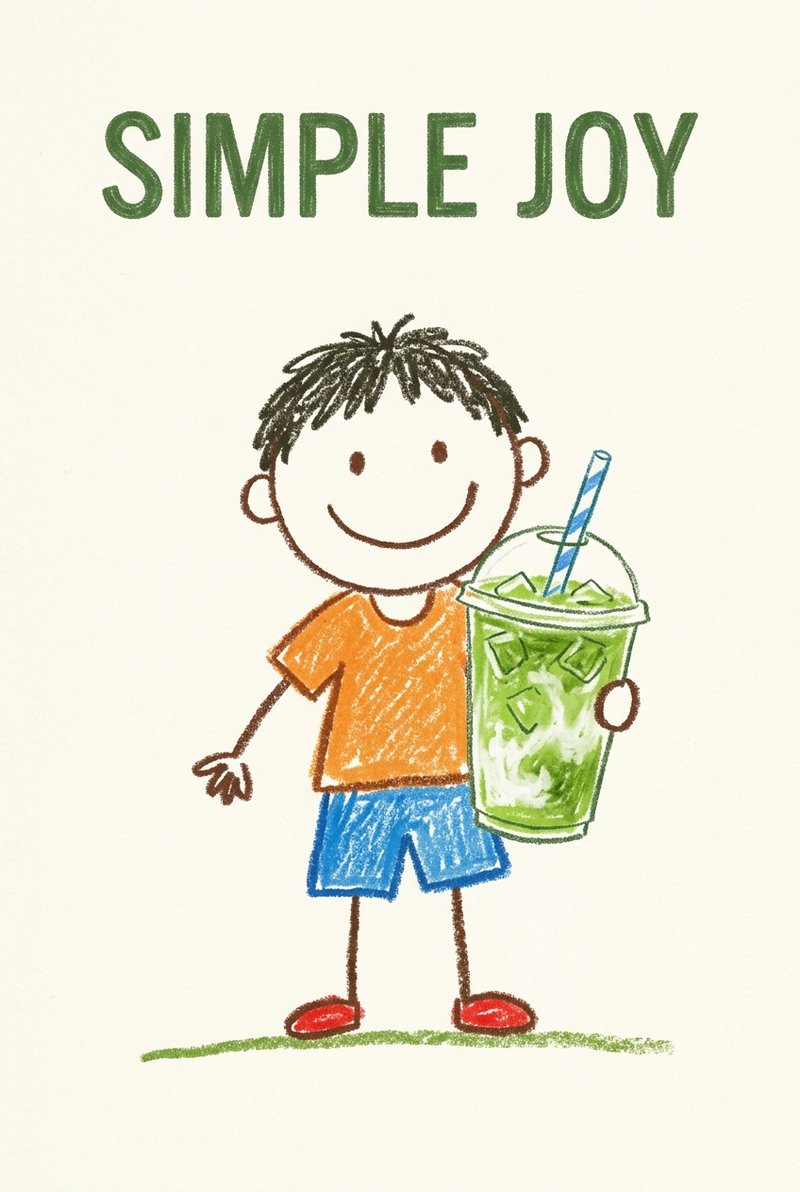 Crayon drawing of matcha tea