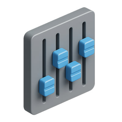 Stylish 3D Audio Mixer Icon with Sliders and Controls
