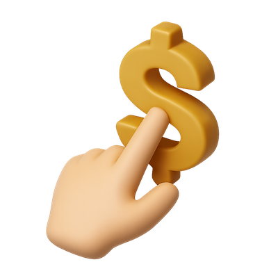 3D Dollar Icon with Hand Interaction