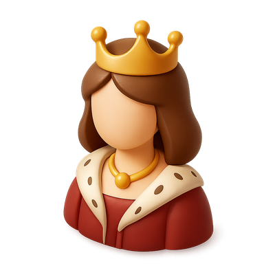 3D Countess Icon with Crown and Regal Attire