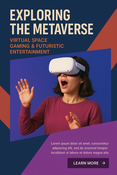 Engaging Young Woman in VR Experience Exploring the Metaverse