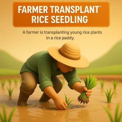 Illustrative Graphic of Rice Seedling Transplanting Process