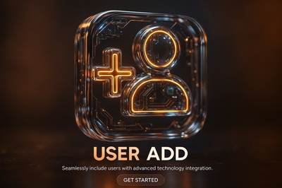 Hyperrealistic 3D LED User Add Icon with Neon Glow