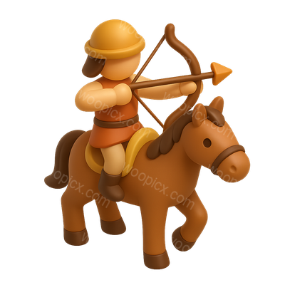 3D Horse Archer Icon with Isometric View