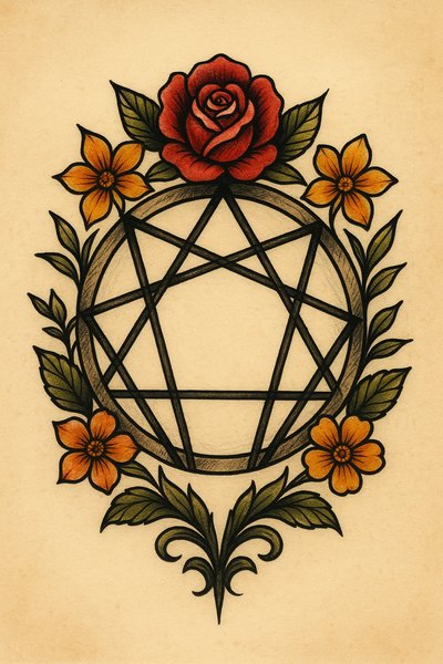 Artistic Representation of the Enneagram with Floral Elements