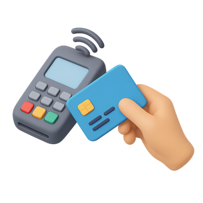 3D Contactless Payment Icon with Card and Terminal